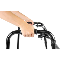 Déambulateur pour adultes (noir) en aluminium, antidérapant, avec poignées rembourrées, léger, pliable, hauteur réglable, capacité maximale de 100 kg