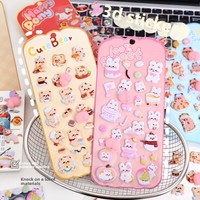 Autocollants décoratifs adorables en PVC souple 3D motif lapin de dessin animé pour coque de téléphone et gobelet