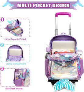 <span class=keywords><strong>Mochila</strong></span> con <span class=keywords><strong>ruedas</strong></span> de <span class=keywords><strong>sirena</strong></span> para niñas, <span class=keywords><strong>mochila</strong></span> con <span class=keywords><strong>ruedas</strong></span>, fiambrera para niñas de primaria, maleta con <span class=keywords><strong>ruedas</strong></span>, equipaje de viaje, <span class=keywords><strong>mochila</strong></span> escolar - Product Image 5
