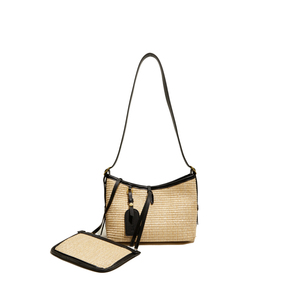 2025 borsa Tote di fascia alta modello antifurto con chiusura a cerniera con rivestimento in poliestere intrecciato a forma di paglia portabile con imbracatura - Product Image 2