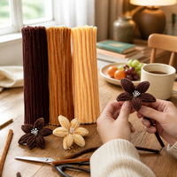 300 pièces de tiges en chenille marron, 30 cm de long, 8 mm d'épaisseur, fabriquées à la main en Chine, multicolores, 3 couleurs, fleurs DIY, décoration festive