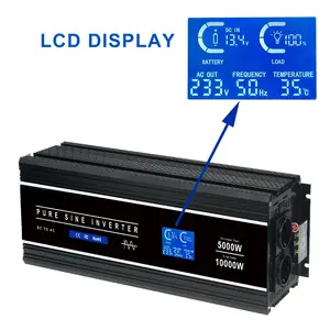 Inversor inversor de onda sinusoidal pura con pantalla LCD 500W DC a AC inversor DC12V 24V 48V a AC220V 230V 240V 110V 120V