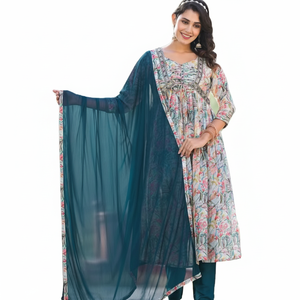 Exquisite Cross Muslin <b>Silk</b> Designer Kurti Set Shop Kurtis for Upcoming Festivals Summer Kurti - Product Image 1