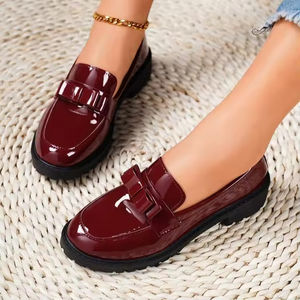 Mocassins plats pour femmes en cuir PU respirant de haute qualité, style décontracté et élégant, chaussures classiques anti-éblouissement pour le travail et les occasions formelles - Product Image 1