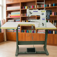 Machine à coudre industrielle à point noué, à lit étroit et à colonne haute, à entraînement direct, pour cuir de moyenne épaisseur, motorisée, haute vitesse et puissante