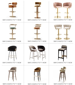 Thương mại Bắc Âu bếp truy cập chiều cao màu xanh lá cây nhung thanh phân ghế vàng chân nhà hàng đồ nội thất cao bàn và thanh phân - Product Image 6