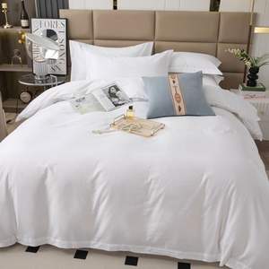 Blanco Color sólido 100% algodón Sateen Home Hotel Textiles Lino 4PCS Juego de cama Proveedor - Product Image 4