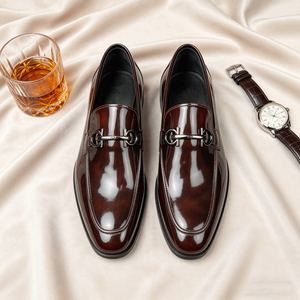 Mocassini di Lusso da <span class=keywords><strong>Uomo</strong></span> in Pelle Marrone Scuro, Eleganti <span class=keywords><strong>Scarpe</strong></span> Formali Slip-on a Specchio per Gentiluomini - Product Image 3