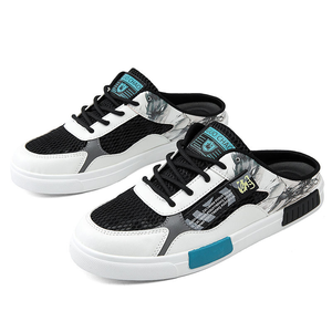 Chaussures décontractées tendance en toile et maille gris graffiti pour homme, style paresseux, à enfiler, pour l'été - Product Image 5