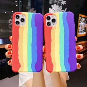 De arco iris de la caja del teléfono de silicona para <span class=keywords><strong>iphone</strong></span> <span class=keywords><strong>11</strong></span> de revestimiento de silicona <span class=keywords><strong>forro</strong></span> de microfibra funda móvil - Product Image 4