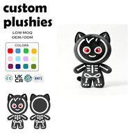 Peluche personnalisée chat noir squelette gothique, jouet en peluche crâne d'Halloween, fabrication OEM ODM, vente en gros, faible MOQ