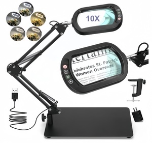 Loupe carrée 10X avec lumière et support, loupe éclairée par LED en verre véritable - Product Image 1