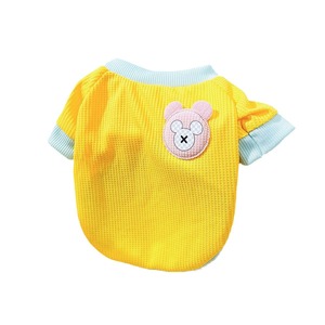 Cute <b>Animal</b> <b>Pattern</b> Pet Hoodie Waffle <b>Knit</b> Dog Sweater Pink Green Yellow Summer Autumn Wear - Product Image 5