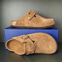 Mules et sabots respirants en daim de vache à enfiler avec semelle intérieure en liège souple et amortie, soutien de la voûte plantaire, chaussures décontractées confortables, vente en gros