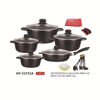 Marmite à soupe et fondue japonaise en aluminium antiadhésive avec couvercle en verre, revêtement plasma, compatible avec les cuisinières à induction et les flammes ouvertes