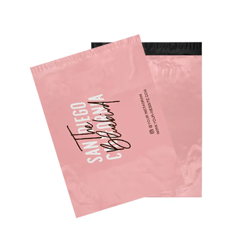 Boutique Vêtements Emballage Poly Mailers Imprimer Sacs D'expédition En Plastique Rose Enveloppe Postale