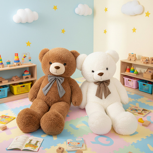 ตุ๊กตาหมีตัวใหญ่ขนาด 130 ซม. นุ่มนิ่ม พร้อมโบว์ผูกคอ เหมาะสำหรับตกแต่งบ้านและเป็นหมอนหนุนนอน - Product Image 6