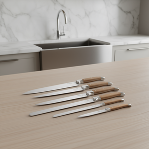 Juego de cuchillos Laguiole de 7 piezas, acero inoxidable, mango de madera, cuchillos de chef para cortar carne y pescado - Product Image 3