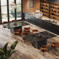Table de salle à manger en chêne massif sur mesure, grandiose, raffinée et majestueuse, 8 places, avec base en bloc pour hôtel, villa, salle de banquet