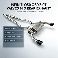 Échappement sport cat-back pour Infiniti Q50 Q60 3.0T 2017-2024 en acier inoxydable avec valves de commande.
