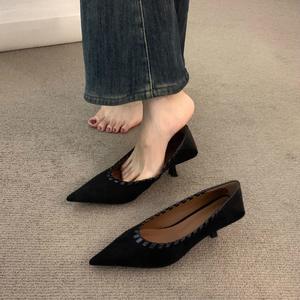 Chaussures en cuir véritable pour femmes, tendance mode coréenne, talon épais, plateforme imperméable, talons hauts, chaussure unique - Product Image 3