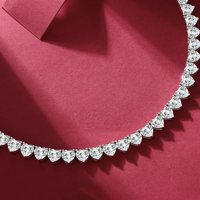 S925 catena di diamanti in argento sterling moissanite 3mm-5mm glassato vvs catena da tennis a forma di cuore diamante per regalo di natale