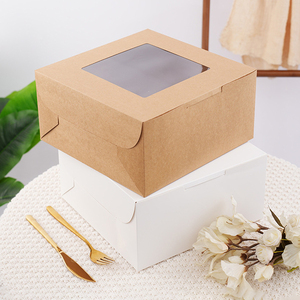 Premium <strong>White</strong> Cardboard Bakery 10x10x5 Inch Foldable Dessert Pastry Packaging <strong>Cake</strong> <strong>Box</strong> With Window - Product Image 3