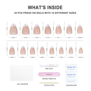 Faux ongles en acrylique de haute qualité, 30 pièces, effet œil de chat brillant, pointes d'ongles artificielles françaises, ongles à presser - Product Image 4