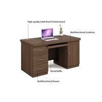 Bureau de direction avec meuble à 3 tiroirs et plateau pour clavier en noyer pour mobilier de bureau, vente en gros directe d'usine
