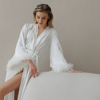 Tendance 2024 Robes de nuit pour femmes Robes de luxe en fourrure et plumes Robe en satin