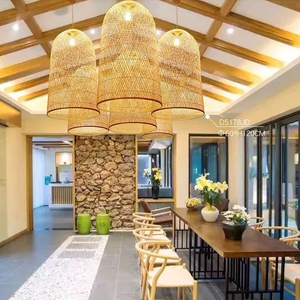 Trang trí treo đèn Lồng Bát Đèn tre thủ công xu hướng mới nhà hàng thủ công mộc mạc 60 90 mây ăn trang trại - Product Image 4