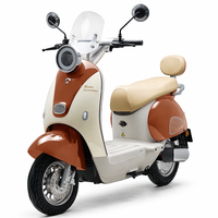 Scooter Urbain Classique Rétro Vintage avec Dossier et Pare-brise, Cyclomoteur Électrique 1000W, Moto Électrique pour Fille