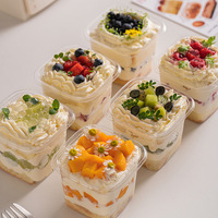 Boîte à emporter carrée transparente pour gâteau à la crème, mousse mille-feuilles, épaisseur 5 mm, emballage jetable pour gâteau, estampage alimentaire