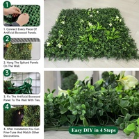 Panneau de Gazon Artificiel Anti-UV en Rouleau Buis Synthétique, Tapis Végétal Vert pour Revêtement Mural Intérieur Extérieur et Décoration de Jardin