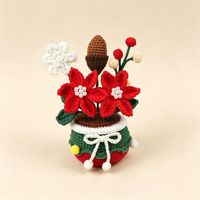 Ornement de Noël en pot fait main au crochet, Décoration d'ambiance pour salon et bureau, Fleur au crochet en fil, Cadeau, Croix