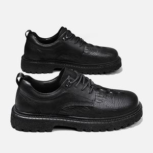 Chaussures Richelieu décontractées en cuir pour hommes, style vintage, basses, à plateforme, antidérapantes, souples, à lacets, pour tenue habillée ou affaires, avec bride arrière - Product Image 6