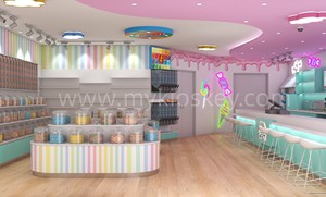 2025 Magasin de glaces et de bonbons design d'intérieur présentoir de magasin de bonbons personnalisé avec comptoir de bar de crème glacée à vendre - Product Image 4