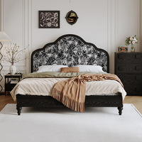Lit en bois massif américain vieux Paris rétro français colonne romaine chambre à dossier haut lit double en velours