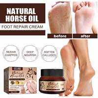 EELHOE Crème pour les pieds à l'huile de cheval Massage réparateur de la peau anti-gerçures pour les pieds rugueux secs et craquelés Soins des pieds