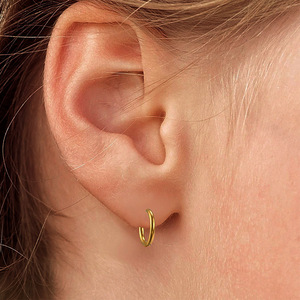 Orecchini a Cerchio Classici, Ipoallergenici, Placcati in Oro 18K PVD, in Acciaio <span class=keywords><strong>Chirurgico</strong></span> 316L, per Donne e Uomini - Product Image 3