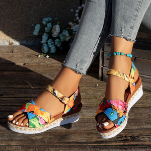 Sandalias de Plataforma con Cuña para Mujer, Tallas Grandes, Diseño Floral Multicolor, Casuales de Verano, Oferta 2026 - Product Image 5