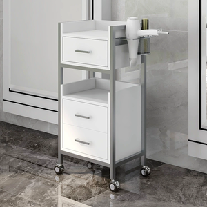 Modern Black Salon <b>Trolley</b> With Gold Frame <b>4</b> <b>Wheels</b> Hair Dryer Holder Storage Cabinet For Bathroom Beauty Salon Use - Product Image 6
