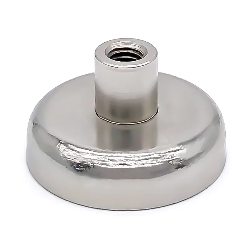Manufacturer Low Price Strong Permanent Rare Earth Neodymium Pot Magnet with inside Threaded Rod