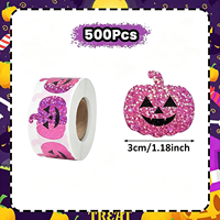 Autocollants Citrouille Laser Holographiques Personnalisés Scintillants, Imperméables, Résistants à la Déchirure, en PET Écologique, Décorations Adhésives pour Halloween