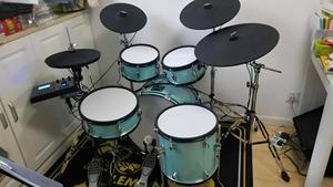 5 <b>Drum</b> 4 Cymbals Mesh Head Electronic <b>Drum</b> Kit Full Wooden Shell Electronic <b>Drum</b> Set For Beginner Practice Stage Performance - Product Image 6