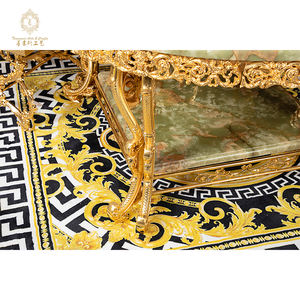 Прямые поставки от производителя: Современный роскошный элегантный круглый обеденный гарнитур на 6 персон с медными металлическими золотыми стульями для использования в отелях, дома и парках. - Product Image 4