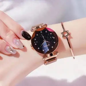 Bán Buôn 2021 Người Phụ Nữ Relojes Rõ Ràng Sang Trọng Thạch Anh Cổ Tay Bầu Trời Đầy Sao Xem Đối Với Lady