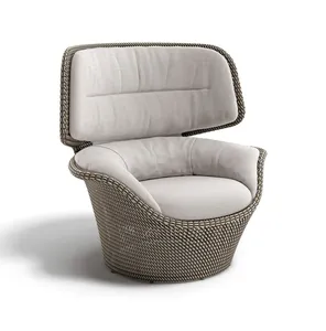 Moderno de lujo para todo tipo de clima Patio Jardín Hotel Playa Tejido a mano Piscina al aire libre Muebles de mimbre SEASHELL GRAND WING SILLA - Product Image 1