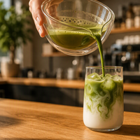 Cérémonie du thé – Bol à matcha en verre borosilicate à double paroi de 350 ml et 500 ml avec bec verseur en V pour thé chaud ou froid