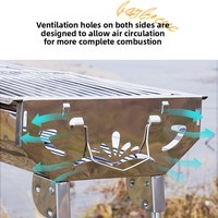 Barbecue d'extérieur pliable SYNC, épaissi, sans fumée, en acier inoxydable, pour charbon de bois, modèle portable pour la maison